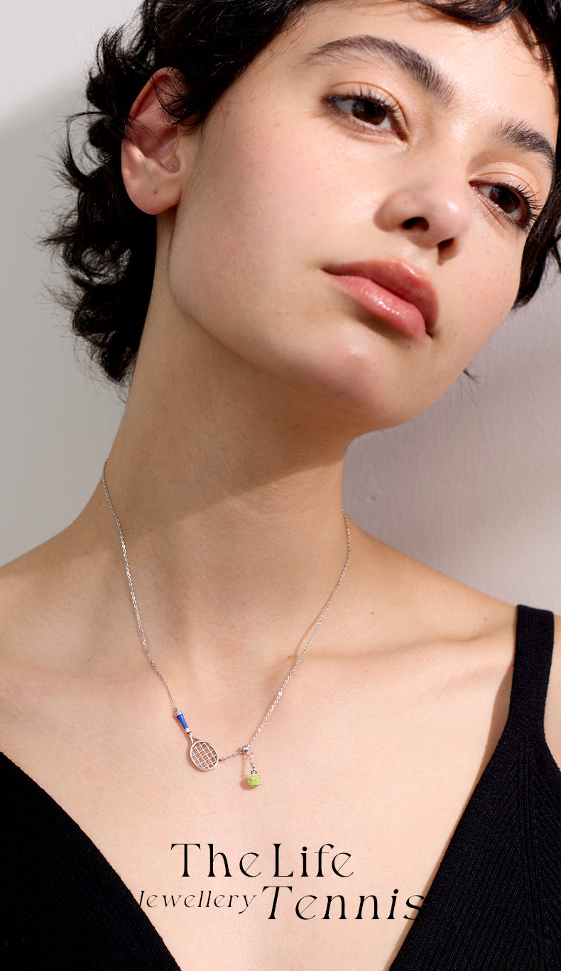 Tennis Racquet Necklace (Blue)