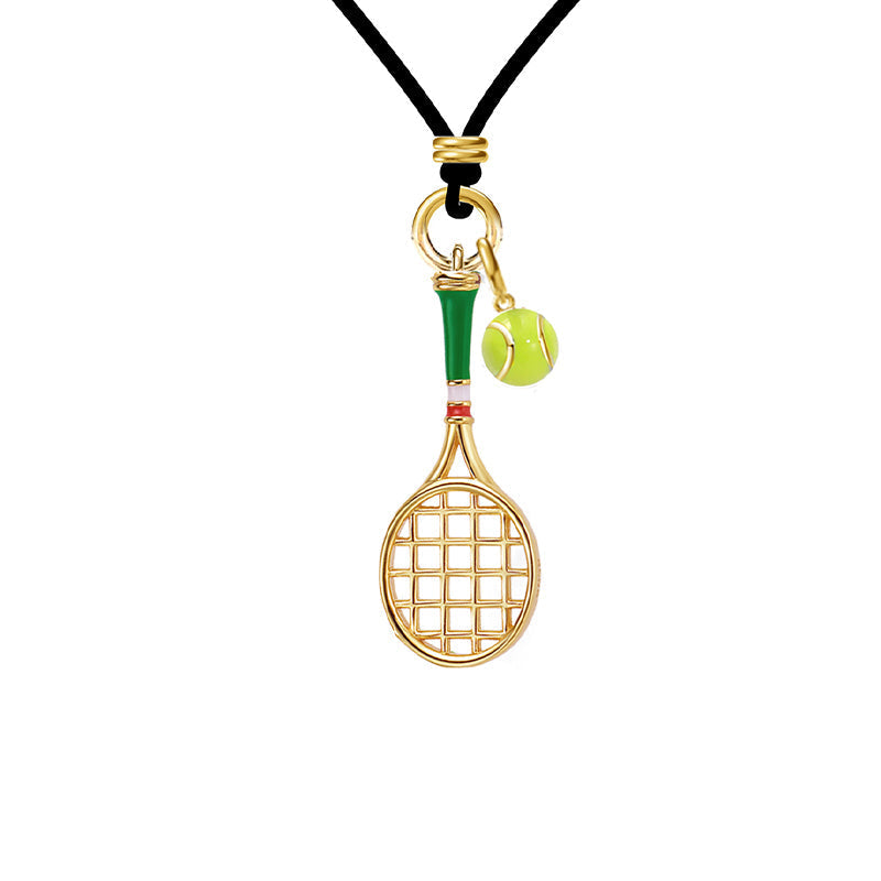 Tennis Racquet Men's Cord Necklace (Blue)