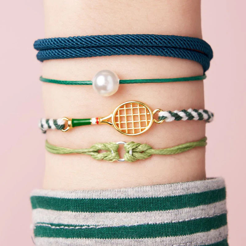 Tennis Racquet Cord Bracelet (Green)