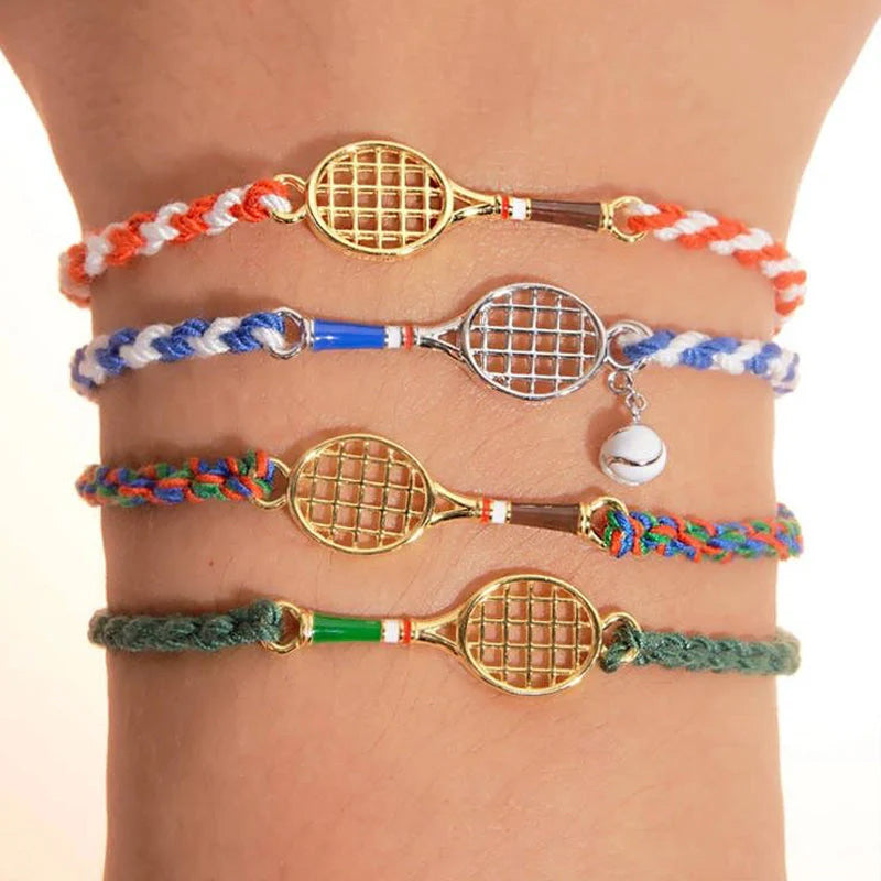 Tennis Racquet Cord Bracelet (Brown)