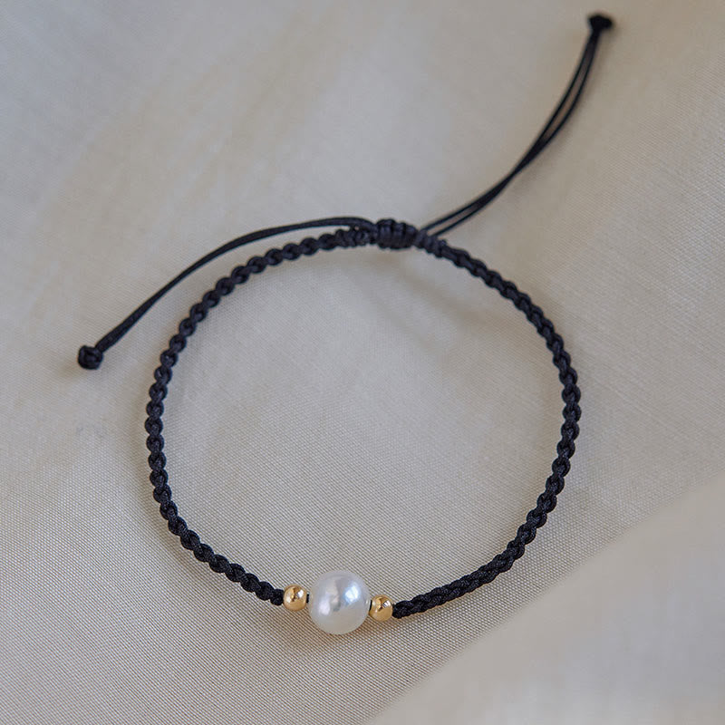 Adjustable Tennis Bracelet with Natural Pearl Beads