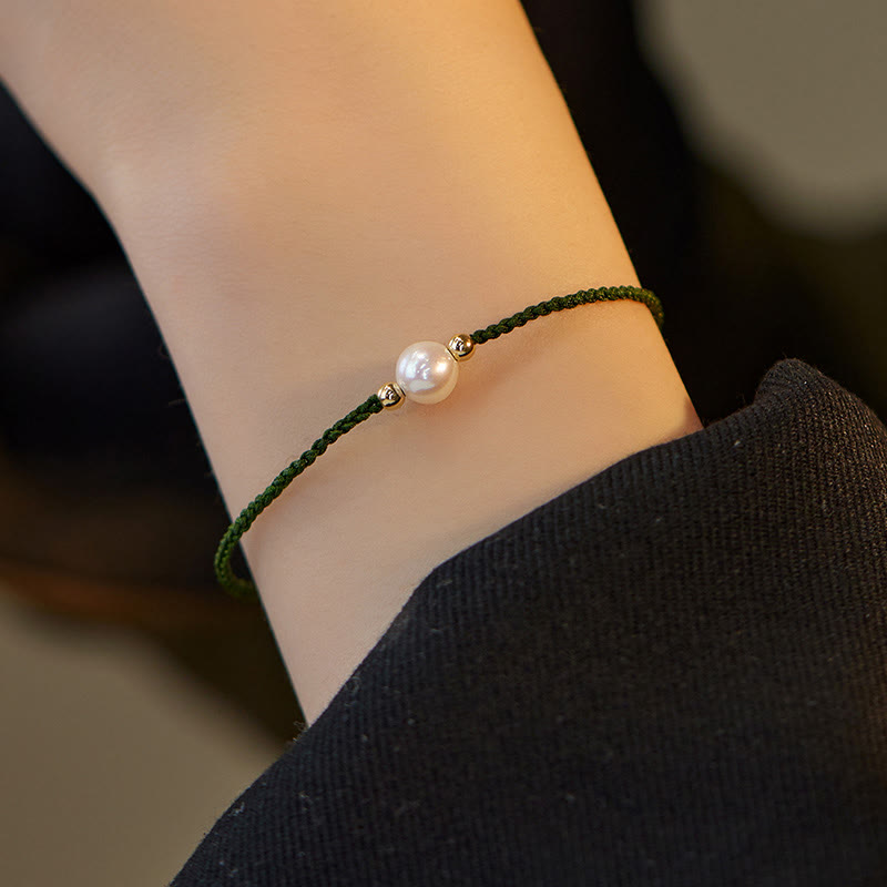 Adjustable Tennis Bracelet with Natural Pearl Beads