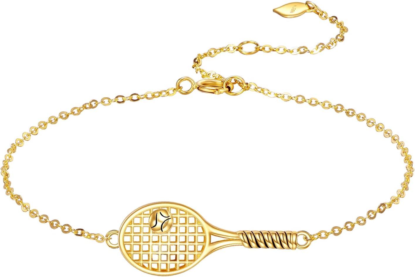 14K Solid Gold Tennis Racket Bracelet