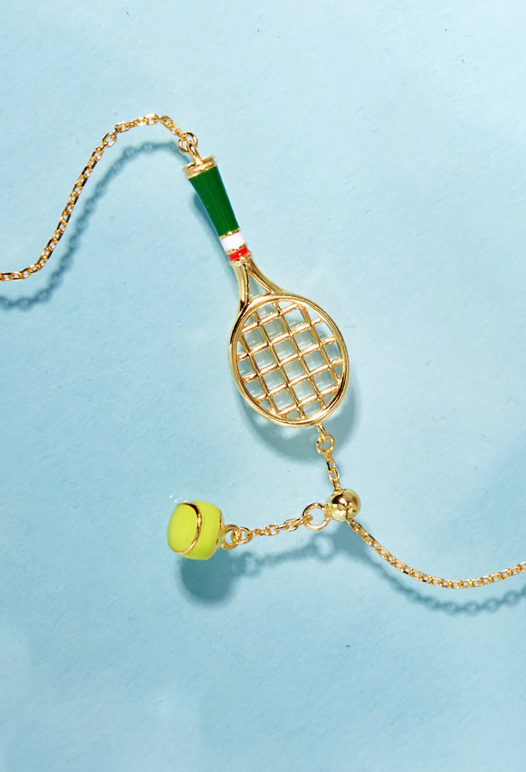 Tennis Racquet Men's Cord Necklace (Blue)