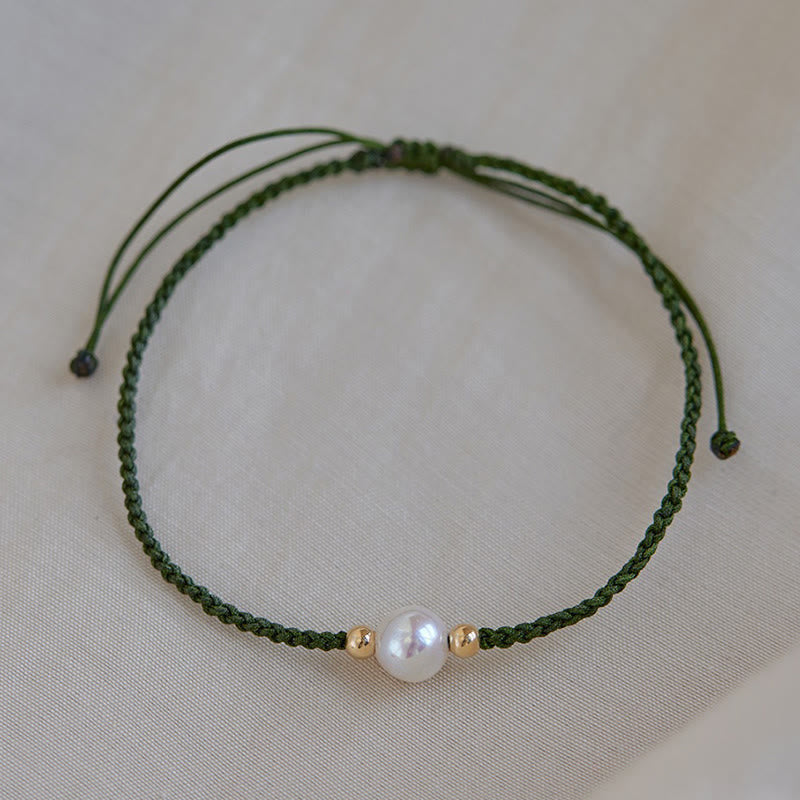Adjustable Tennis Bracelet with Natural Pearl Beads