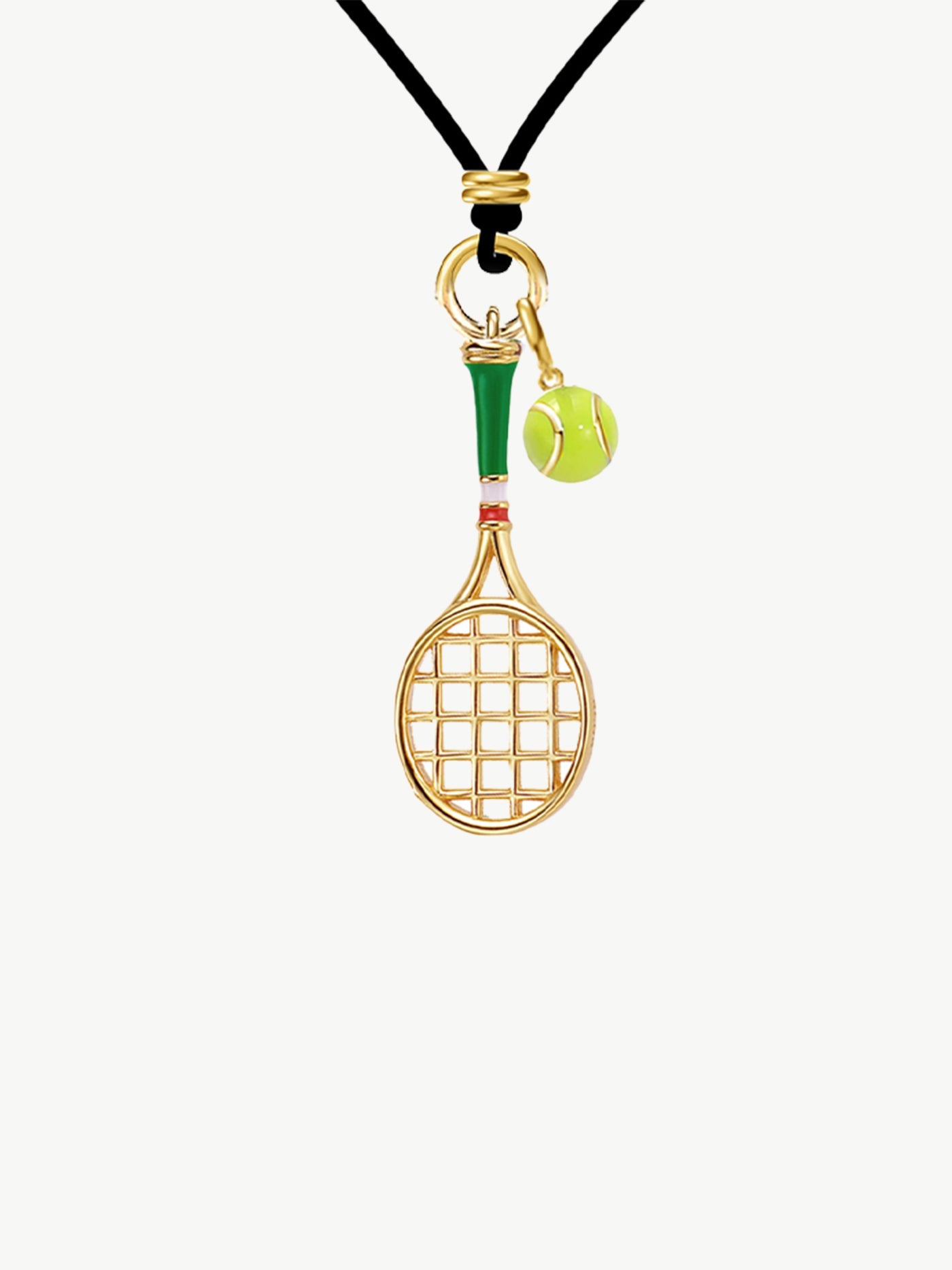 Tennis Racquet Men's Cord Necklace (Green)