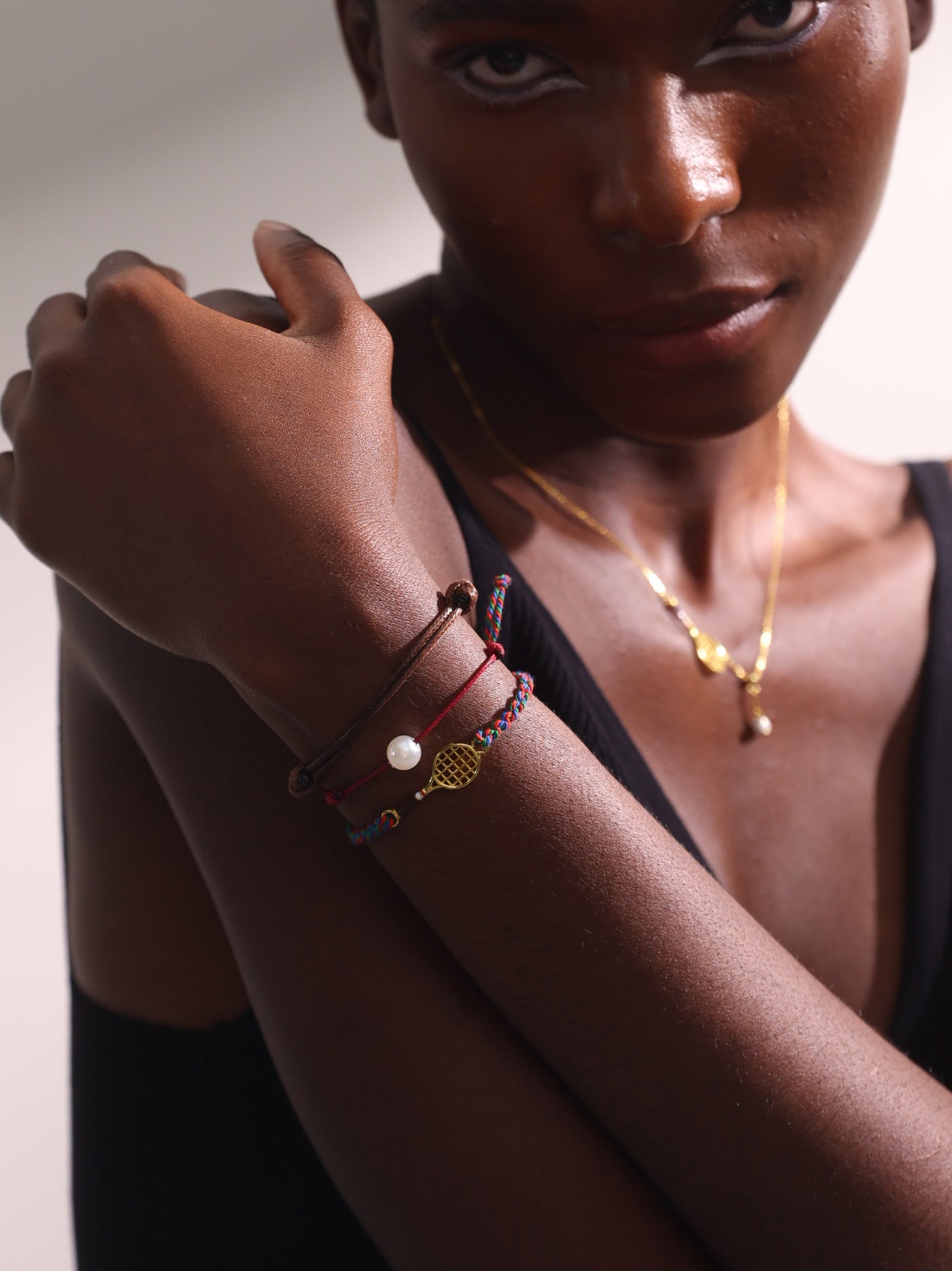 Tennis Racquet Cord Bracelet (Brown)