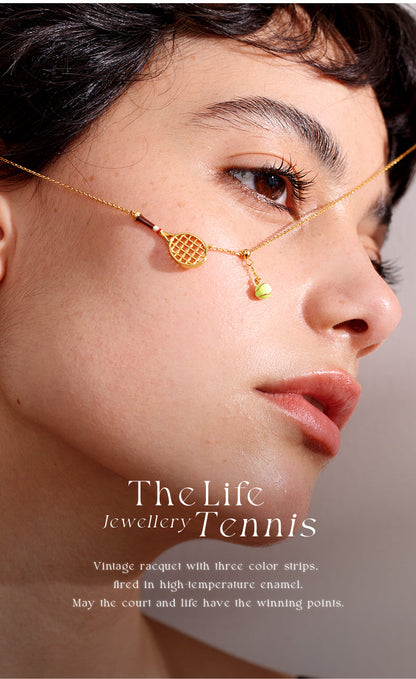 Tennis Racquet Necklace (Blue)