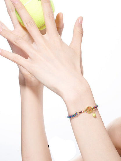 Tennis Racquet Cord Bracelet (Brown)