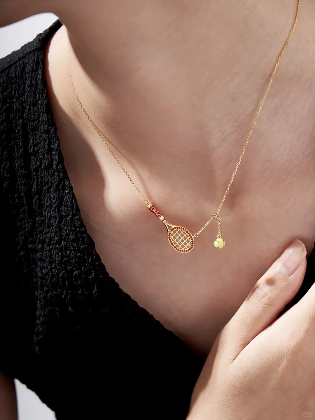 Sunset Serve Racket Necklace