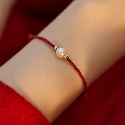 Adjustable Tennis Bracelet with Natural Pearl Beads