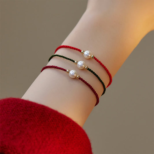 Adjustable Tennis Bracelet with Natural Pearl Beads