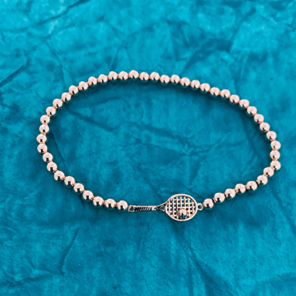 Gold Beaded Tennis Racket Bracelet