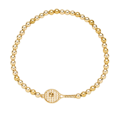 Gold Beaded Tennis Racket Bracelet