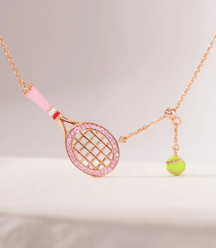 Pink Racket Charm Necklace