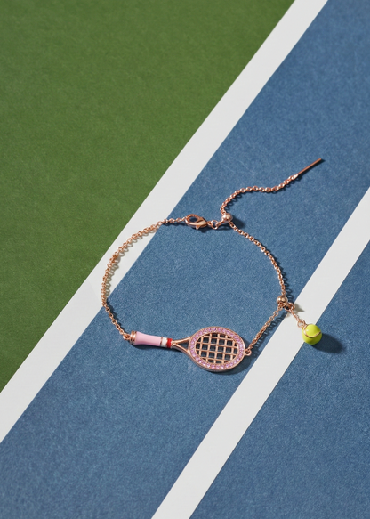 Pink Racket Charm Bracelet