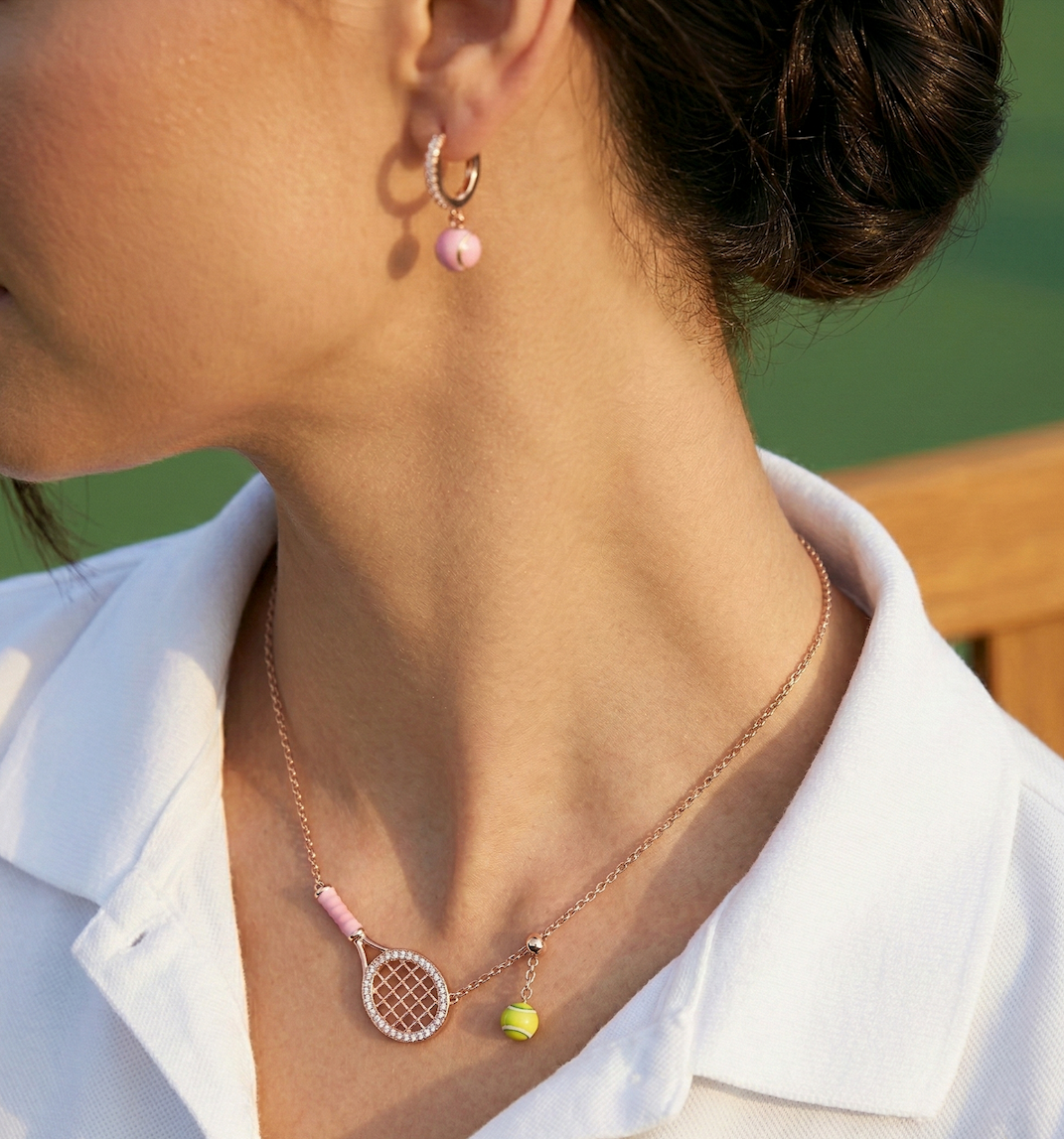 Pink Tennis Earrings