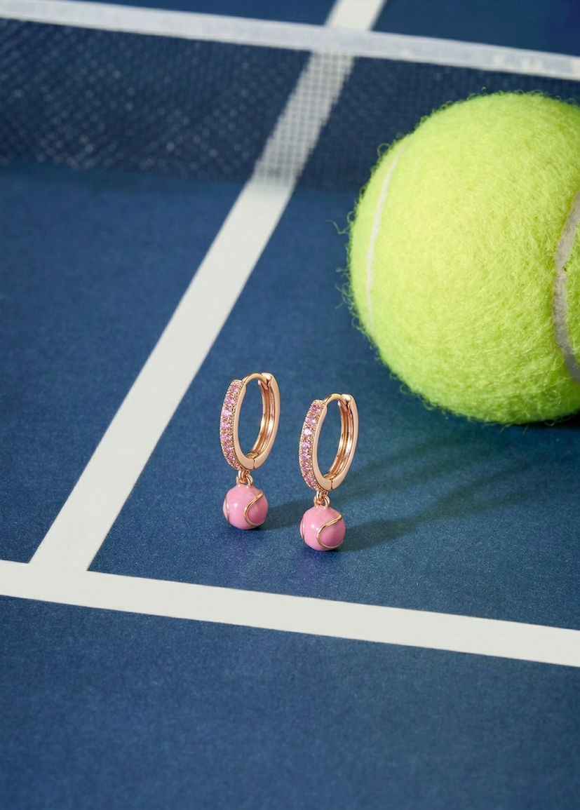 Pink Tennis Earrings