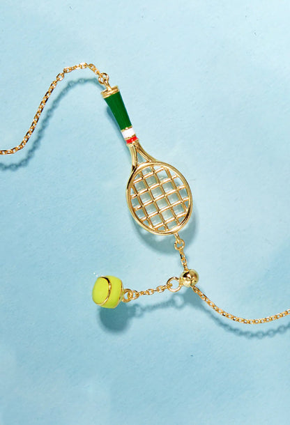 Tennis Racquet Men's Cord Necklace (Blue)