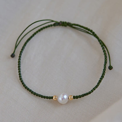 Adjustable Tennis Bracelet with Natural Pearl Beads