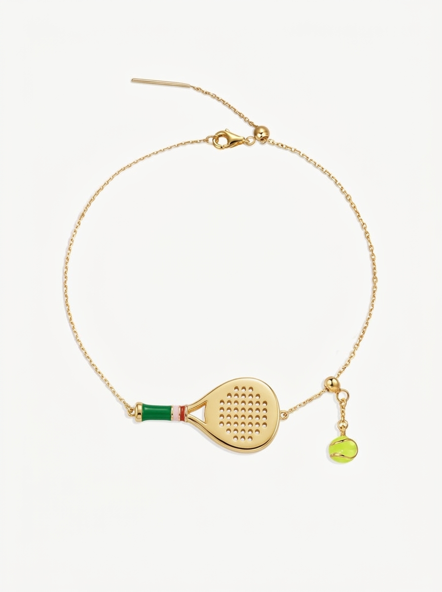 Padel Racket & Ball Charm Bracelet