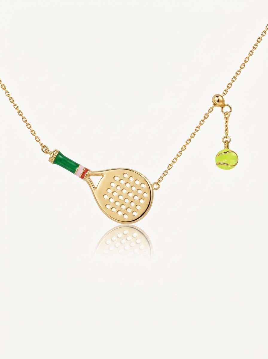 Padel Racket & Ball Pendant Necklace