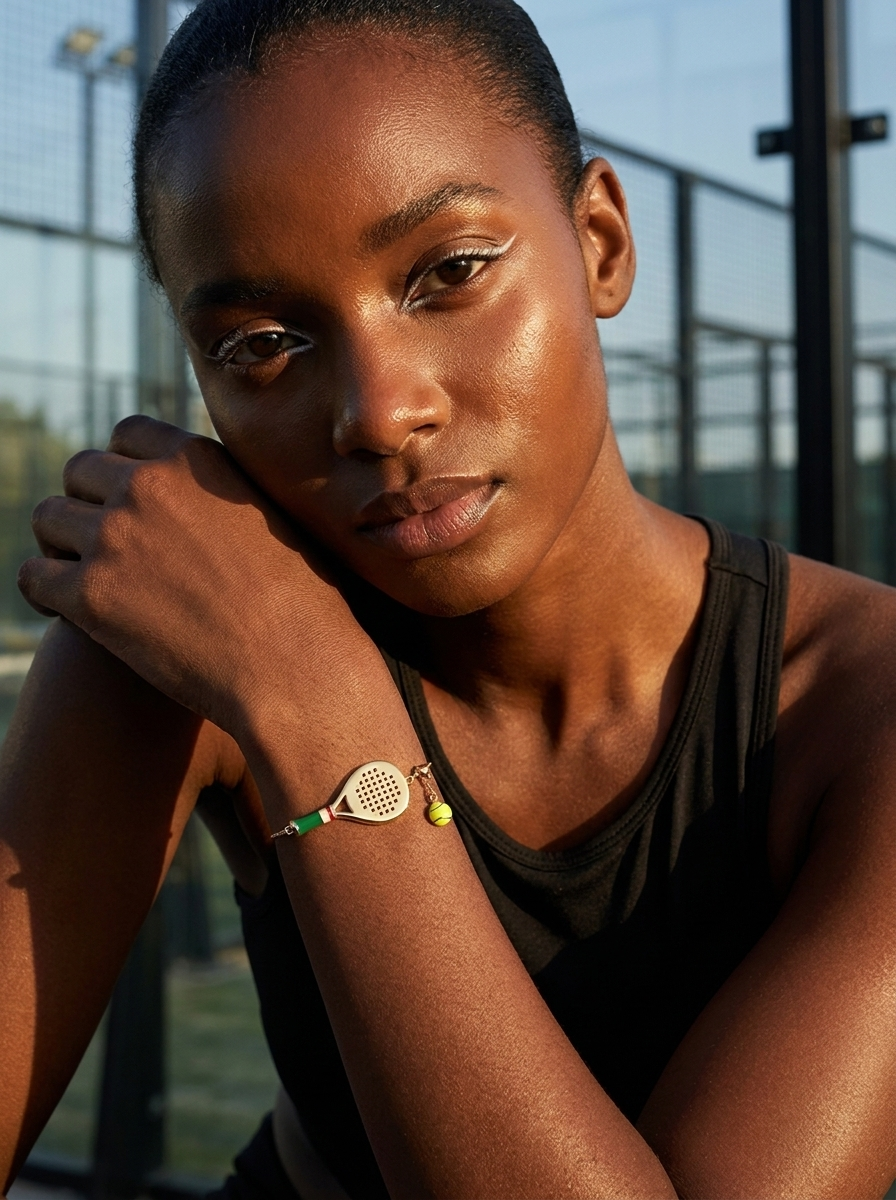 Padel Racket & Ball Charm Bracelet