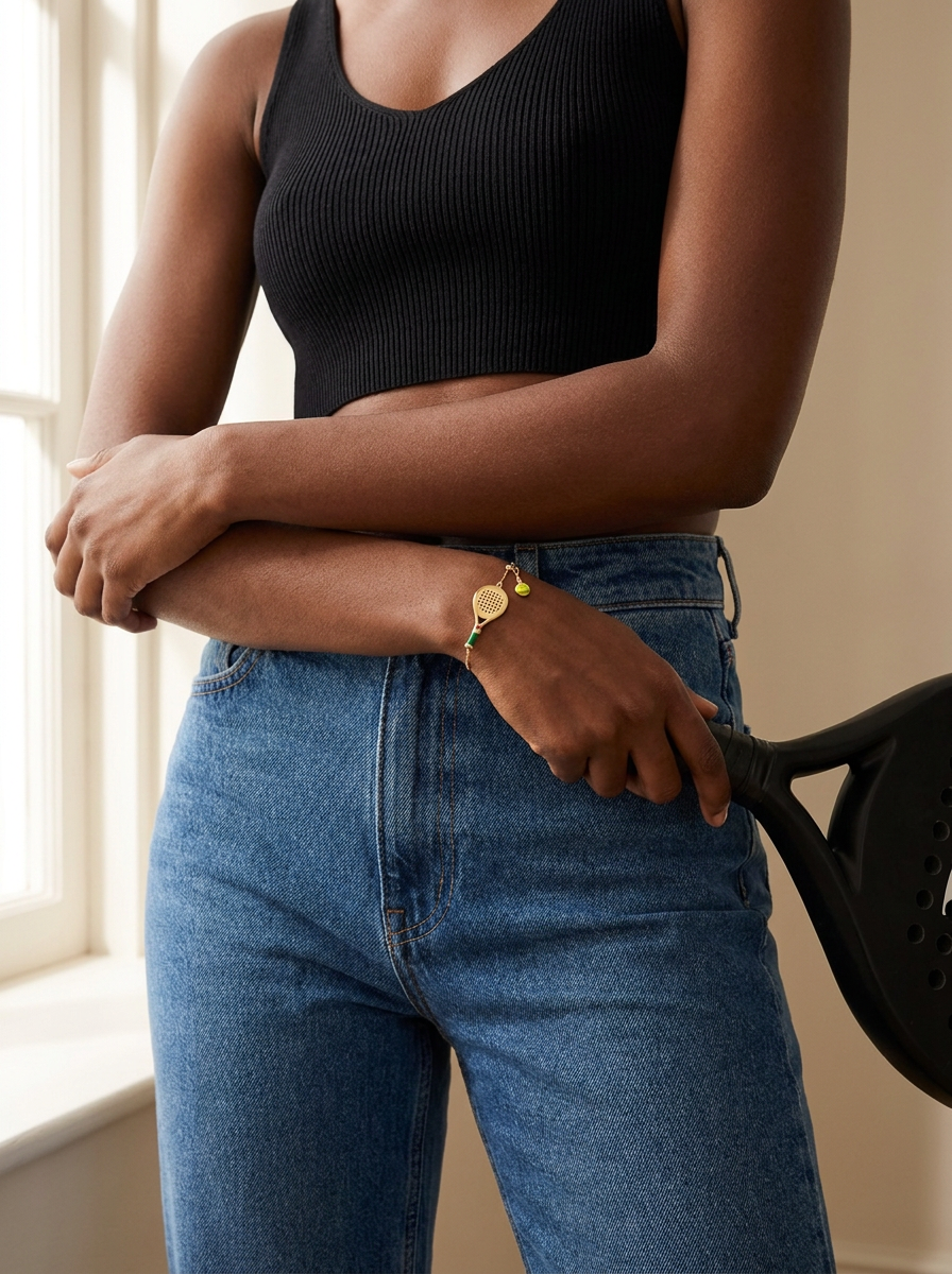 Padel Racket & Ball Charm Bracelet