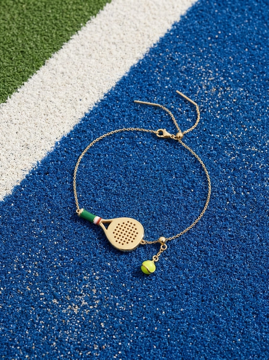Padel Racket & Ball Charm Bracelet