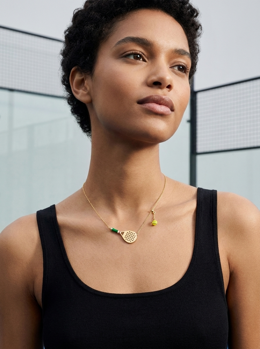 Padel Racket & Ball Pendant Necklace