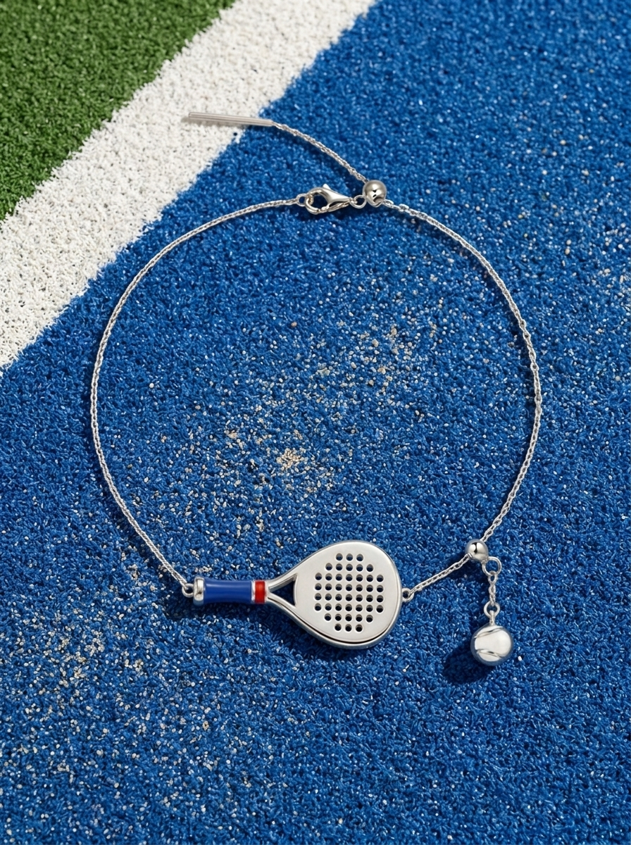Padel Racket & Ball Charm Bracelet