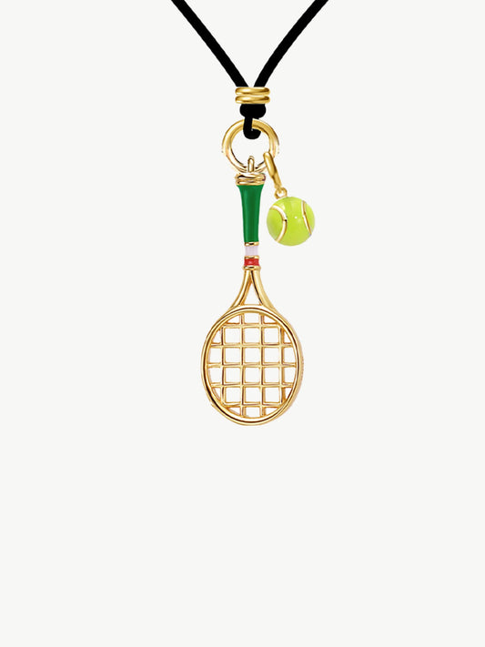 Tennis Racquet Men's Cord Necklace (Green)