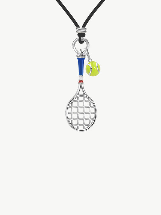 Tennis Racquet Men's Cord Necklace (Blue)