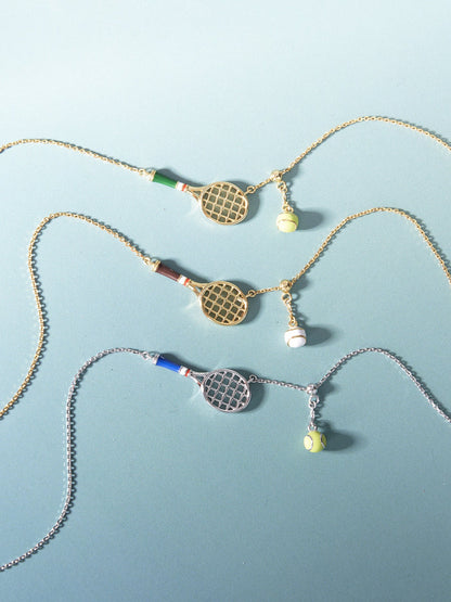 Tennis Racquet Necklace (Blue)