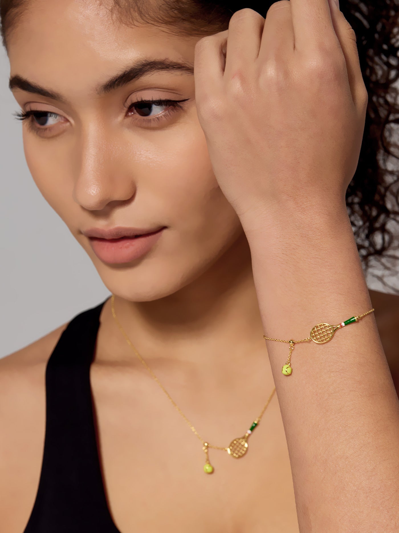 Tennis Racquet Necklace (Green)