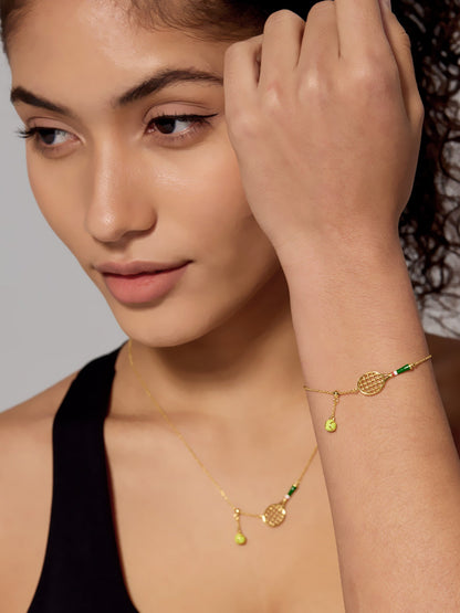 Tennis Racquet Necklace (Green)