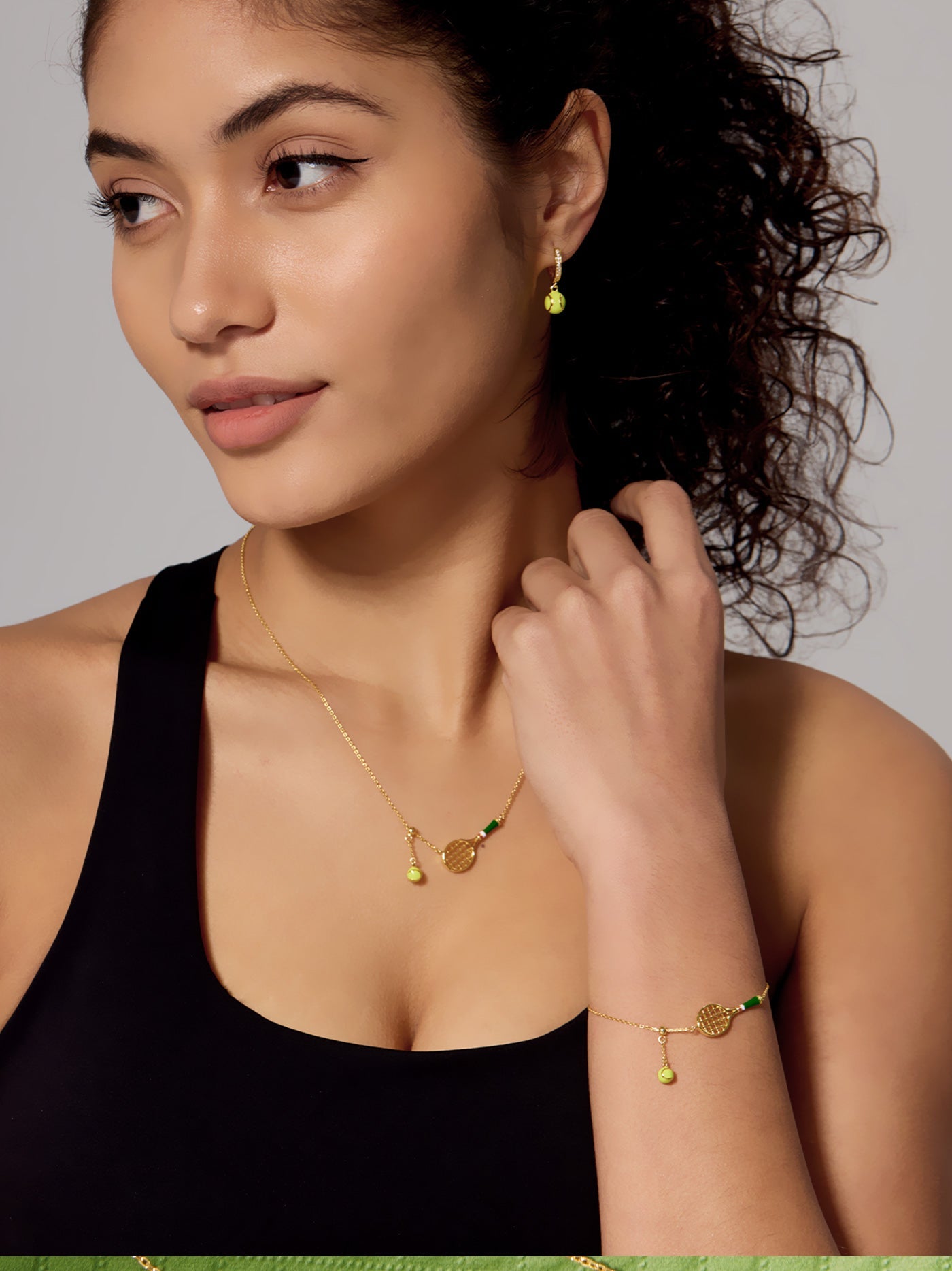 Tennis Racquet Necklace (Green)